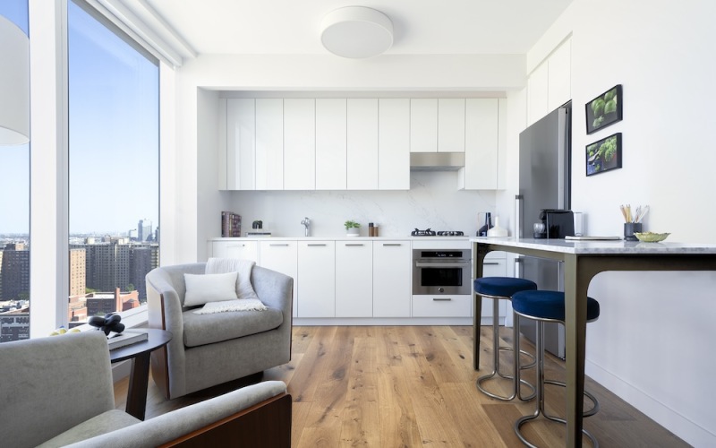 kitchen area with bright views