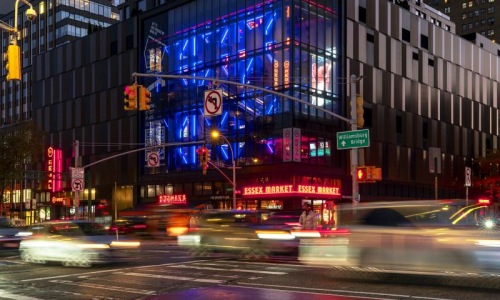 a city street at night